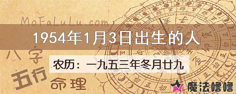 1954年1月3日出生的八字怎么样？