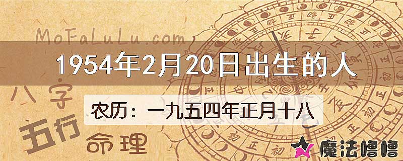 一九五四年正月十八(新历1954年2月20日)出生的人