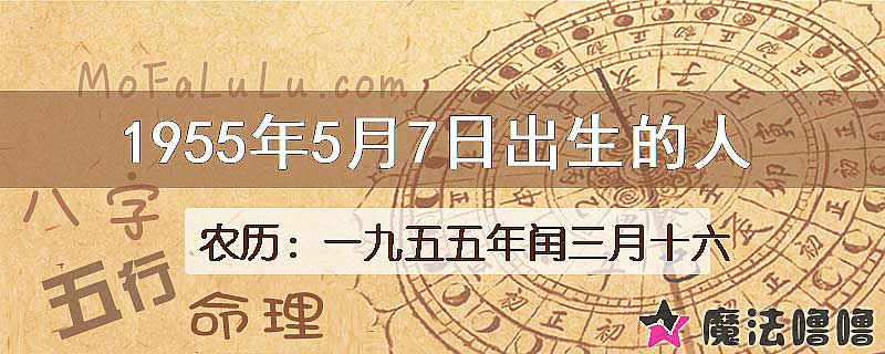 1955年5月7日出生的八字怎么样？