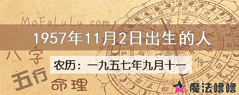 1957年11月2日出生的八字怎么样？