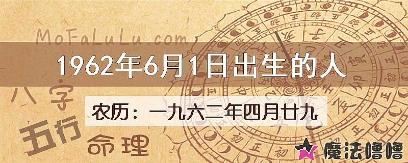 1962年6月1日出生的人