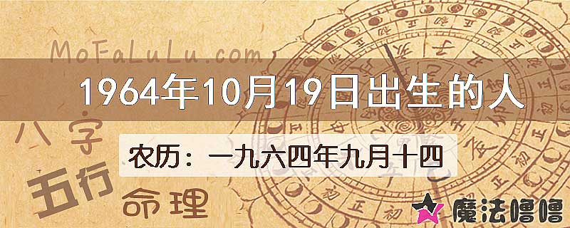 1964年10月19日出生的八字怎么样？