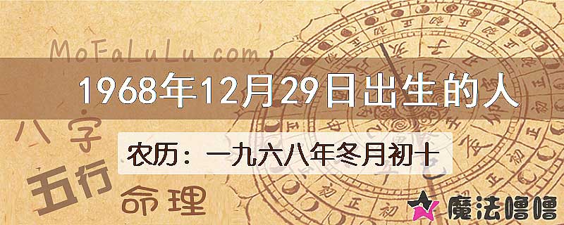 1968年12月29日出生的八字怎么样？