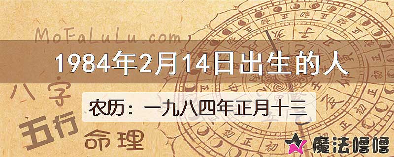 1984年2月14日出生的八字怎么样？