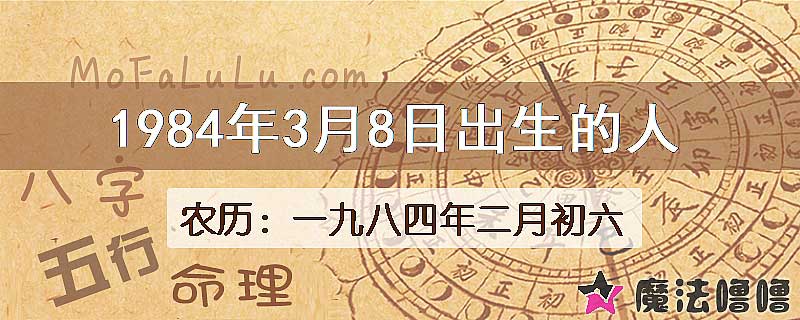 1984年3月8日出生的八字怎么样？