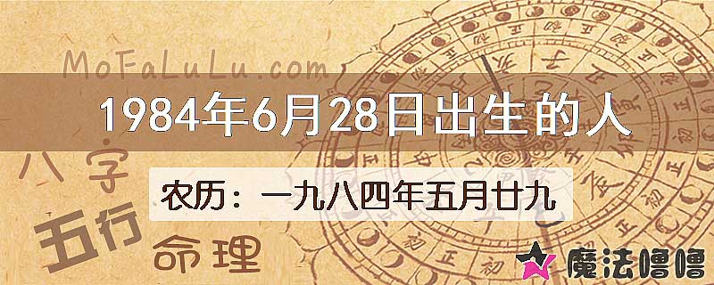 1984年6月28日出生的八字怎么样？