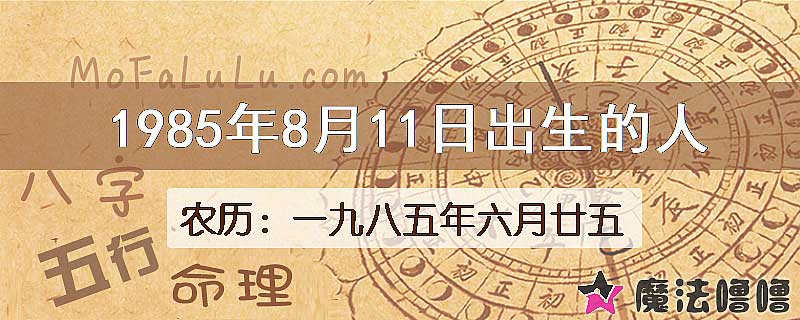 1985年8月11日出生的八字怎么样？