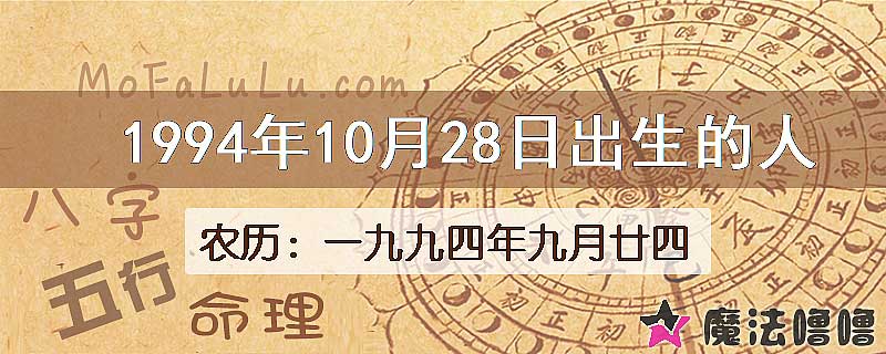 1994年10月28日出生的八字怎么样？