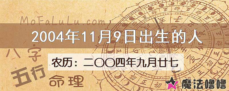 2004年11月9日出生的八字怎么样？