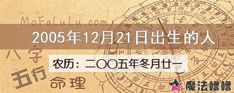 2005年12月21日出生的八字怎么样？