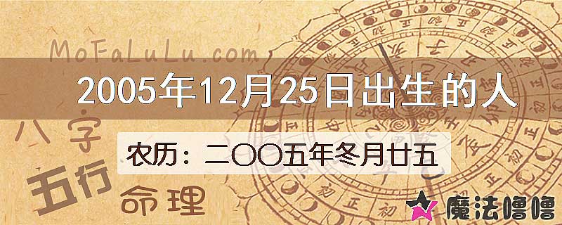 2005年12月25日出生的八字怎么样？