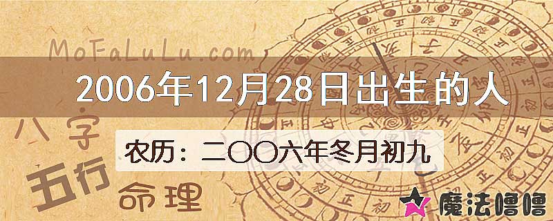 2006年12月28日出生的八字怎么样？