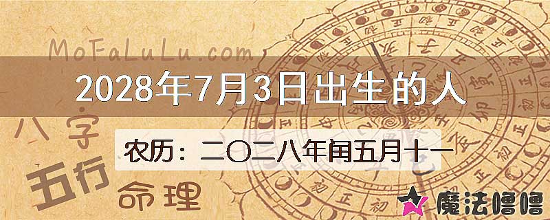 2028年7月3日出生的人