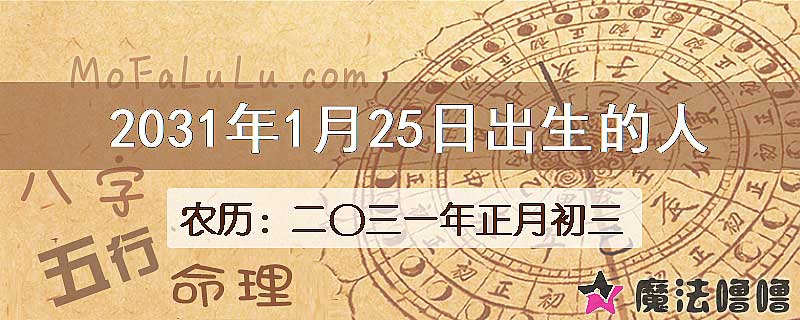 2031年1月25日出生的人