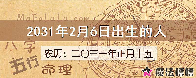2031年2月6日出生的人