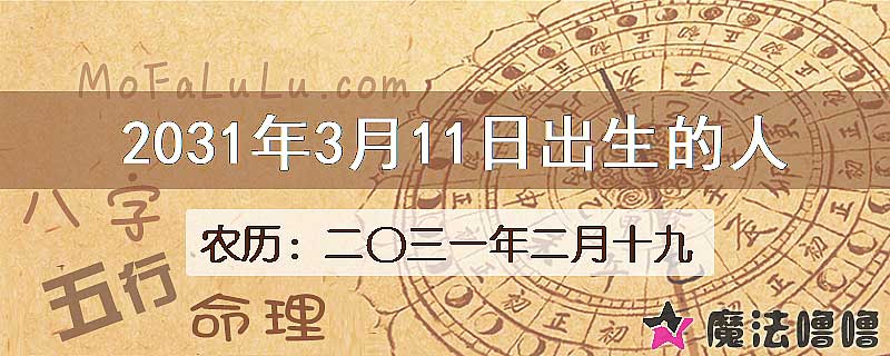 2031年3月11日出生的人