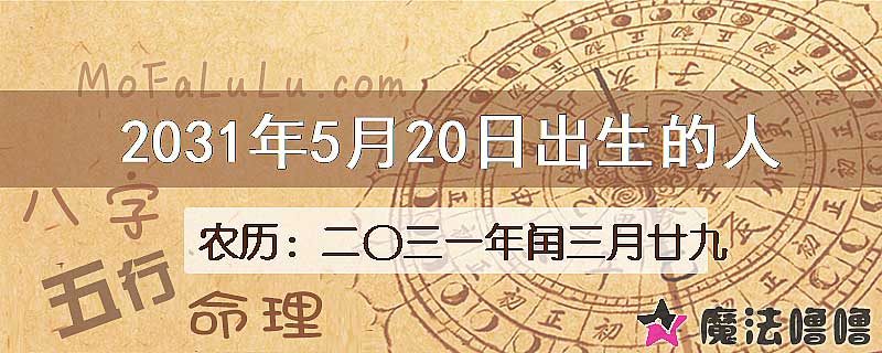 2031年5月20日出生的人