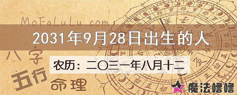 2031年9月28日出生的人