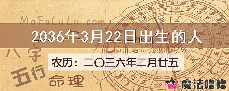 2036年3月22日出生的人