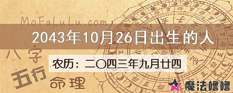 2043年10月26日出生的人