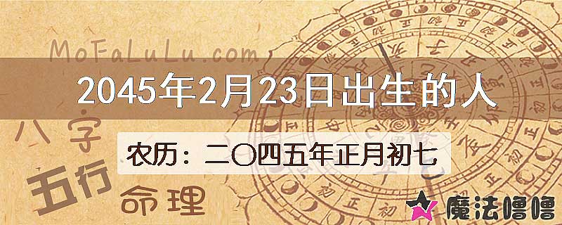 2045年2月23日出生的人