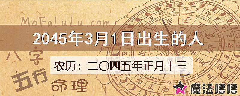 2045年3月1日出生的人