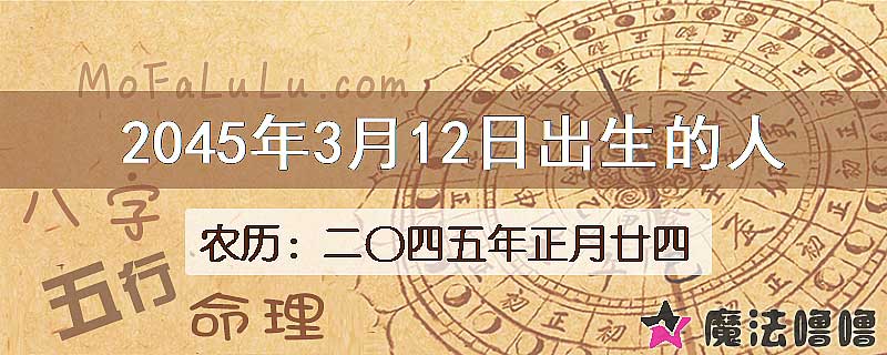 2045年3月12日出生的人