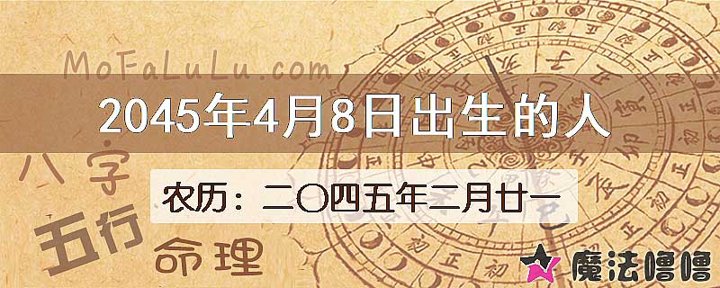 2045年4月8日出生的人