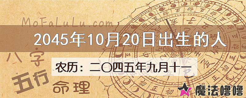 2045年10月20日出生的人