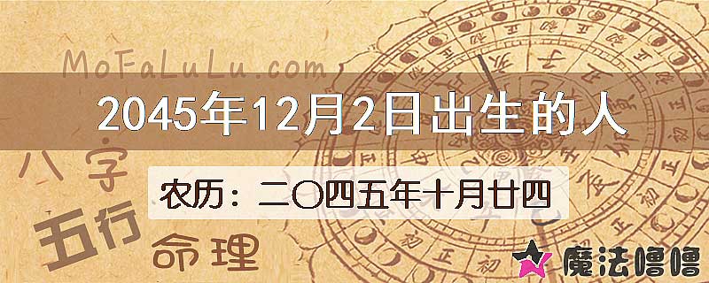 2045年12月2日出生的人