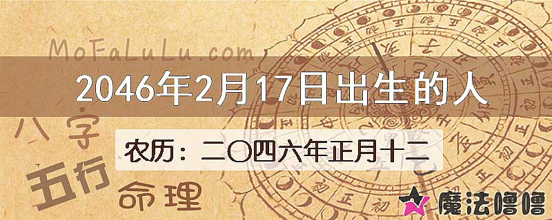 2046年2月17日出生的人