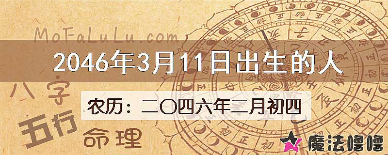 2046年3月11日出生的人