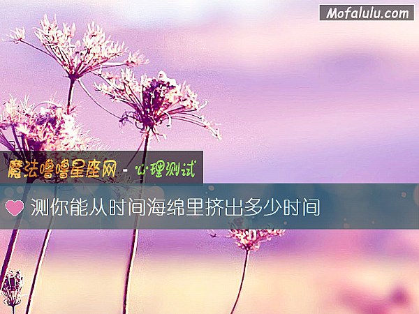 测你能从时间海绵里挤出多少时间
