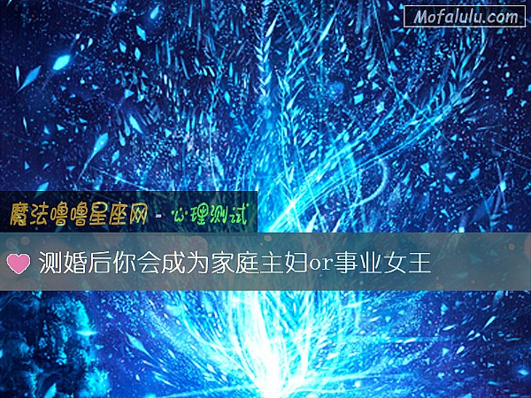 测婚后你会成为家庭主妇or事业女王