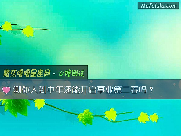 测你人到中年还能开启事业第二春吗？