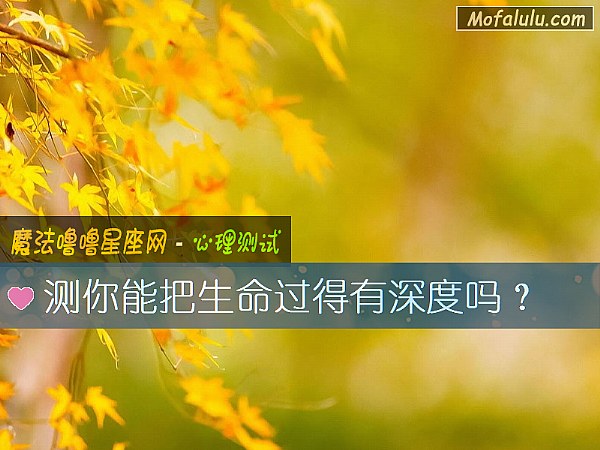 测你能把生命过得有深度吗？
